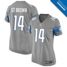 Women's Detroit Lions Gray Alternate #14 Amon Ra St Brown Game Jersey